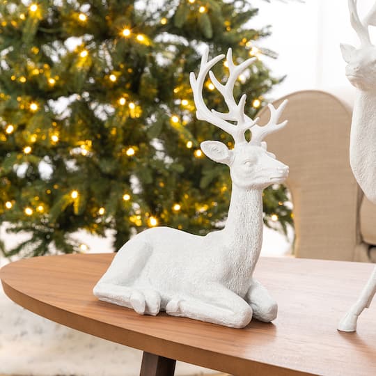 Glitzhome® White Reindeer with Tree Christmas Table Décor Set
